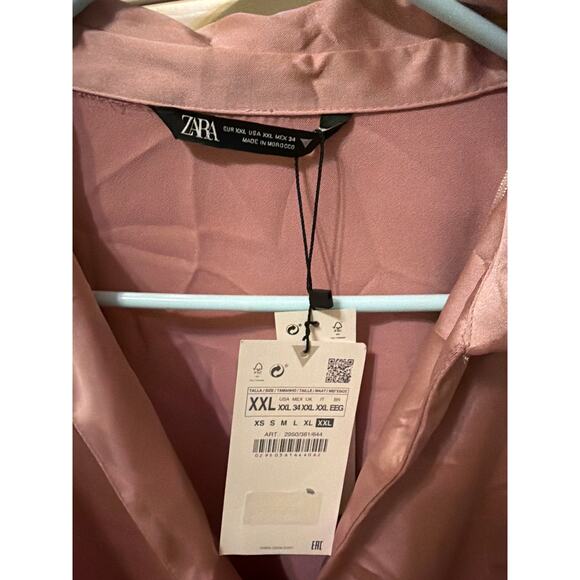 Zara NWT Blush Pink Satin Effect Short Dress Womens Plus Size XXL Coquette Twee - Picture 5 of 10